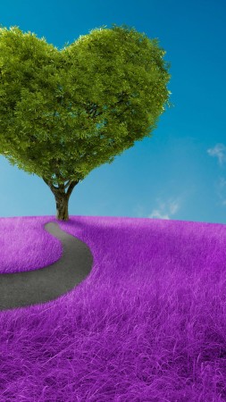 love image, heart, tree, 5k (vertical)