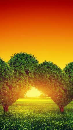 love image, heart, tree, 5k (vertical)