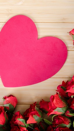 love image, heart, rose, flowers, 4k (vertical)