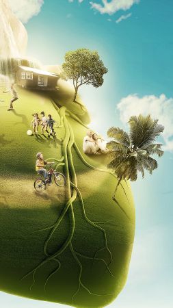 heart, people, nature, sky, 4k (vertical)