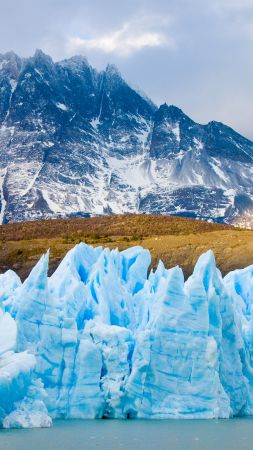 mountains, glacier, Chile, 4k (vertical)