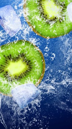 kiwi, ice, underwater, 4k (vertical)