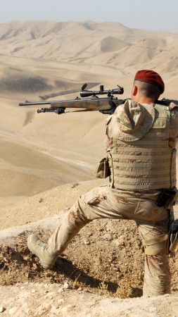 EM 992, soldier, sniper, rifle, Elmech, EMM 992, desert (vertical)