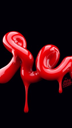 typography, abstract, 3D, red, 4k (vertical)
