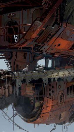 The Prydwen, airship, art, 4k (vertical)