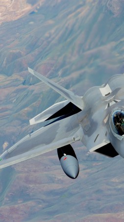 F-22, Raptor, Lockheed, Martin, stealth, air superiority fighter, U.S. Air Force, mountain (vertical)