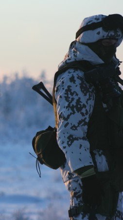 Russian Armed Forces, soldier, Russia, camo, winter, snow (vertical)
