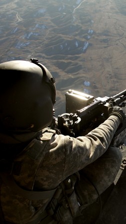 CH-47, Chinook, U.S. Army, soldier, machine gun, gunner (vertical)