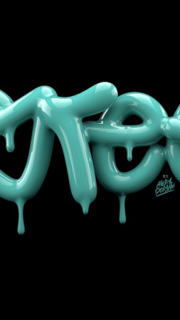 typography, abstract, 3D, green, 4k (vertical)