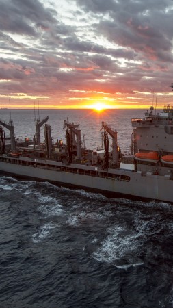 USNS John Lenthall, T-AO 189, Military Sealift Command, atlantic ocean, BA14, U.S. Navy, sea, sunset (vertical)