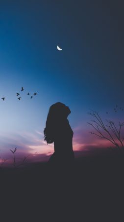 Girl, Silhouette, Shadow, 4K (vertical)