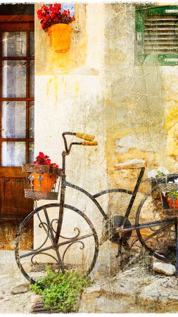 Bicycle, vintage, old house, 8K (vertical)