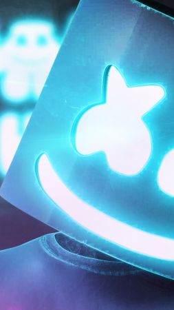 DJ Marshmello, dj, neon, 4K (vertical)