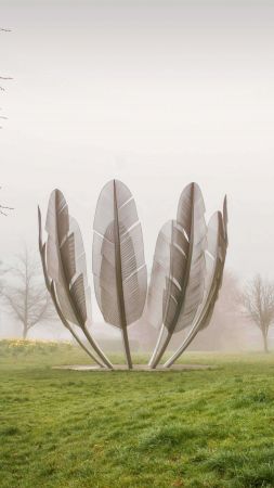 autumn, park, trees, fog, 5K (vertical)