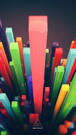 polygon, 4k, HD wallpaper, 3d, cube, green, orange, blue (vertical)