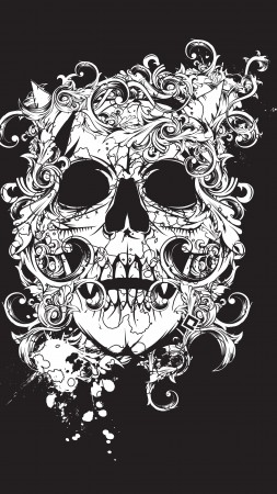scull, black, tatto, decor (vertical)