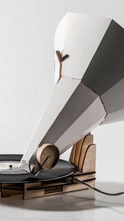 Jonofon, gramophone, invention, Iceland, vinyl, papercraft, music, nostalgia (vertical)