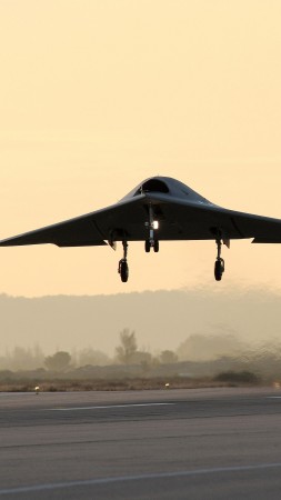 X-47B, drone, UCAS-D, Pegasus, USA Army, landing, U.S. Air Force (vertical)