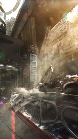 futuristic, 5k, 4k wallpaper, 8k, city, car, hover car, smoke, megapolis, art, future (vertical)