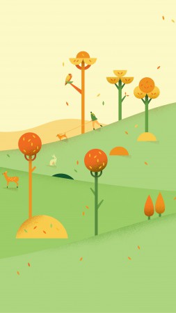 android, 5k, 4k, HD wallpaper, pattern, landscape, green, yellow, abstract (vertical)