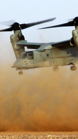 V-22 Osprey, Osprey, Bell, Boeing, tiltrotor, multi-mission aircraft, desert, US Army, U.S. Air Force (vertical)
