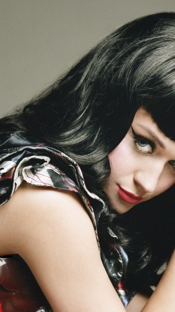 Katy Perry, artists, music, brunette, red lips, jewel, portrait (vertical)
