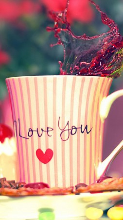 Valentine's Day, love, cup, heart, sweets, coffee (vertical)