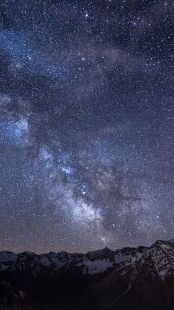Bad Hindelang, 4k, HD wallpaper, Germany, Stars, night, mountains, nebula, Milky Way (vertical)