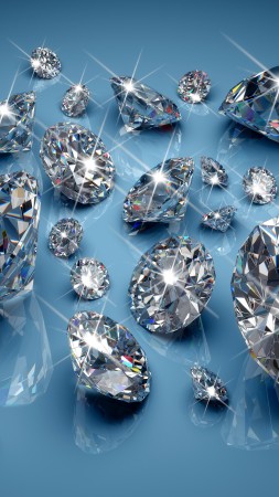 diamonds, 4k, 5k wallpaper, blue, light, shine (vertical)