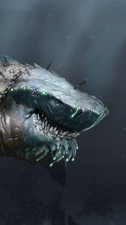 Megalodon, shark, art (vertical)