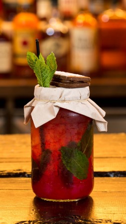 smoothie, strawberry, ice, mint, bank, cookies,  (vertical)