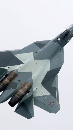 Sukhoi T-50, Russian army, red star, fighter aircraft, air force (vertical)