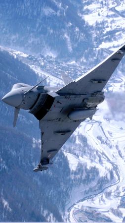 Eurofighter Typhoon, attack, aircraft, fighter, Royal Air Force, German Air Force, Italian Air Force, Spanish Air Force (vertical)