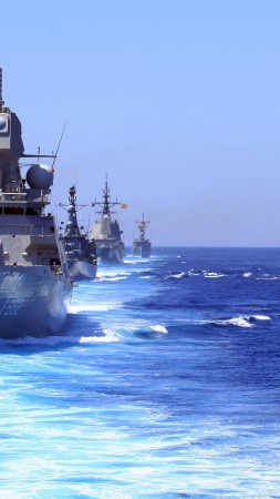 USS Halyburton, FFG-40, USS Eisenhower, CVN-69, Oliver Hazard Perry class, frigate, USA Navy (vertical)