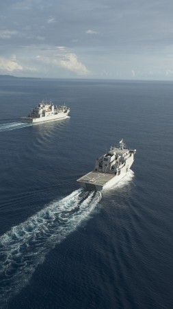 USS Pearl Harbor, LSD-52, USNS Matthew Perry (T-AKE 9), LSL 421, Harpers Ferry-class, dock landing ship, USA Navy (vertical)