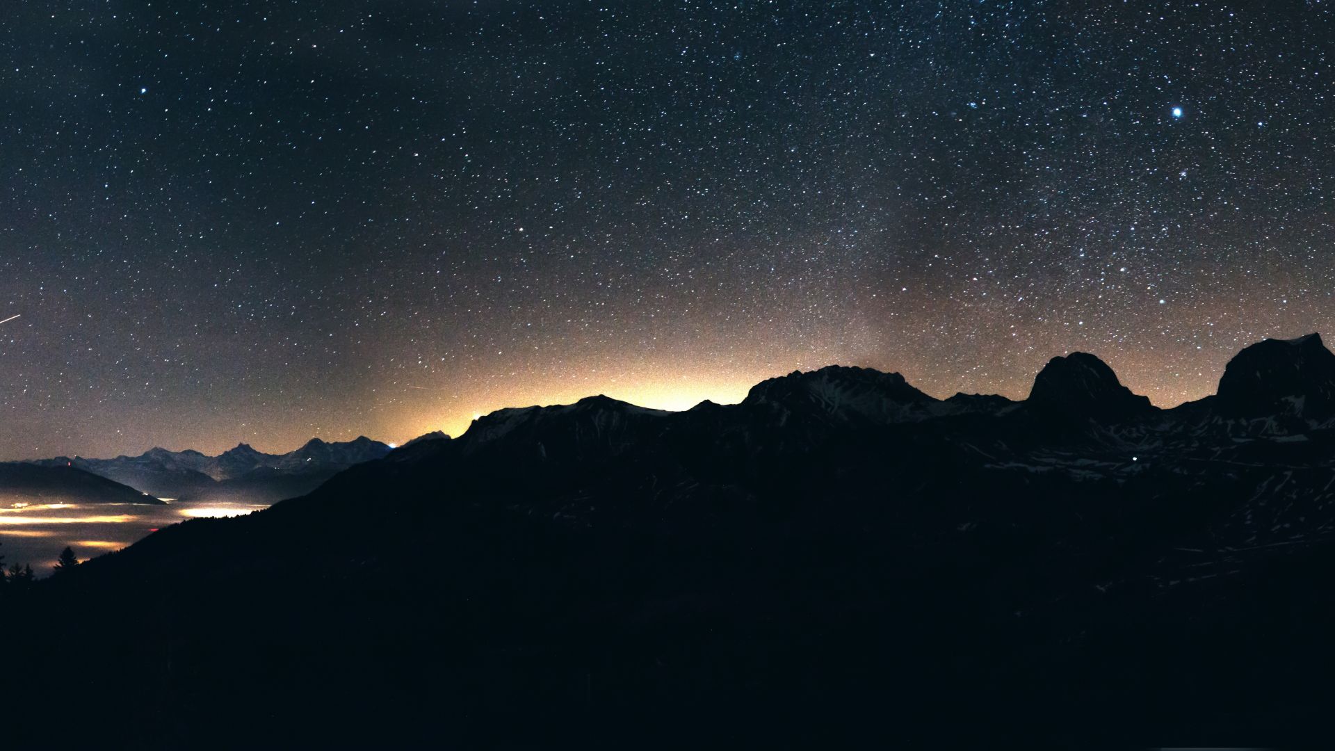 night, sky, mountains, 8k (horizontal)
